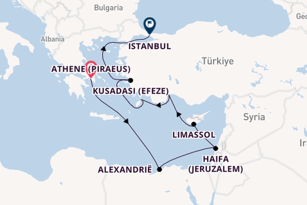 Oostelijke Middellandse Zee vanaf Athene (Piraeus), Griekenland met de Seven Seas Voyager