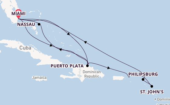 Caribbean from Miami, Florida, USA with the MSC Seashore