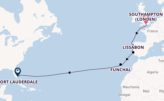 trans-Atlantisch vanaf Southampton (Londen), Engeland met de Disney Dream