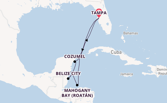 Western Caribbean from Tampa, Florida, USA with the Enchantment of the Seas