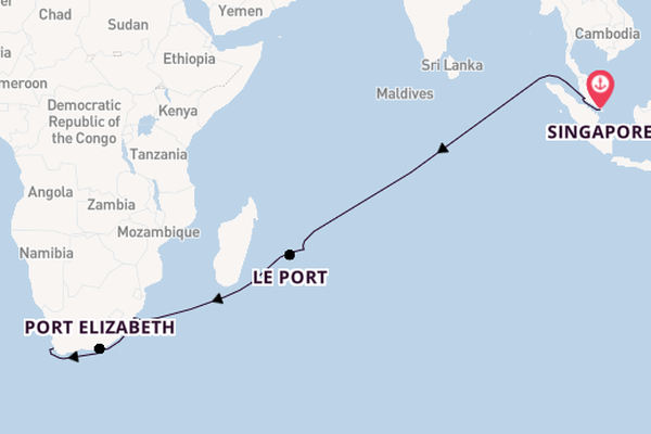 South Africa from Singapore, Singapore with the Queen Victoria