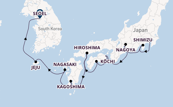 Japan vanaf Yokohama (Tokio), Japan met de Norwegian Jade