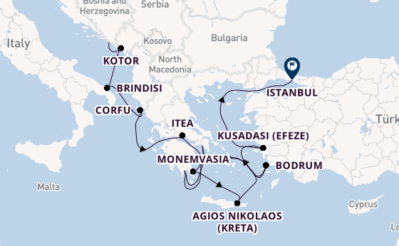 Oostelijke Middellandse Zee vanaf Dubrovnik, Kroatië met de Seabourn Ovation