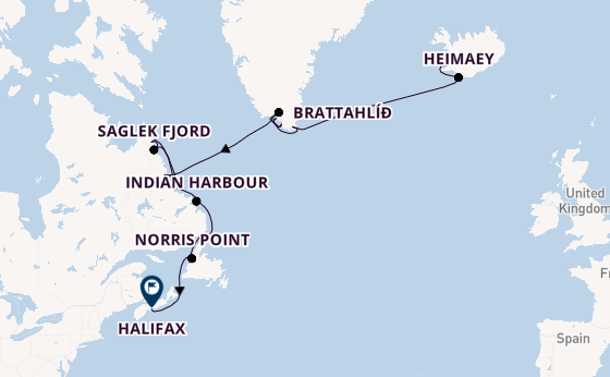 trans-Atlantisch vanaf Reykjavik, IJsland met de Seabourn Pursuit