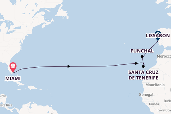 trans-Atlantisch vanaf Miami, Verenigde Staten met de Silver Nova
