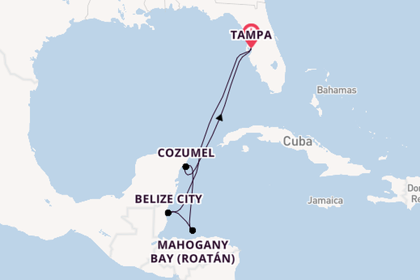 Western Caribbean from Tampa, Florida, USA with the Carnival Paradise