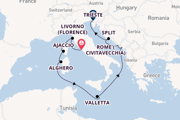 Mediterranean from Rome (Civitavecchia), Italy with the Enchanted Princess