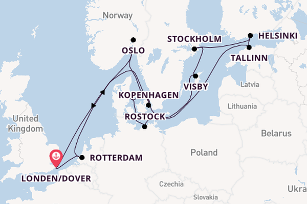 Engeland vanaf Londen/Dover, Groot-Brittannië met de Nieuw Statendam