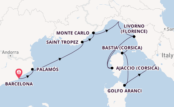 Westelijke Middellandse Zee vanaf Barcelona, Spanje met de Seven Seas Mariner