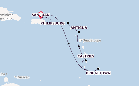 Caribbean vanaf San Juan, Puerto Rico met de Emerald Princess
