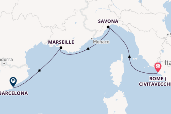 Western Mediterranean From Rome with the Costa Toscana