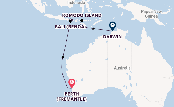 Indonesia from Perth (Fremantle), Australia with the Seven Seas Navigator