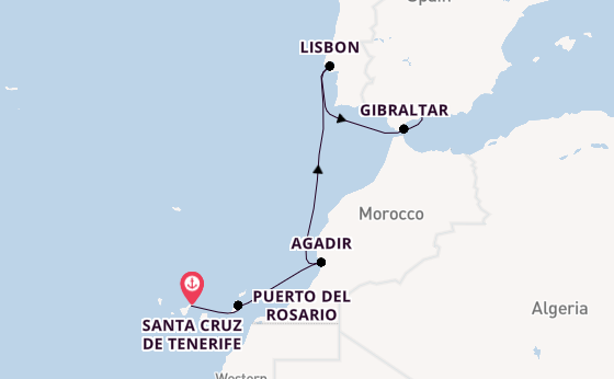 Canary Islands from Santa Cruz de Tenerife, Spain with the Azura