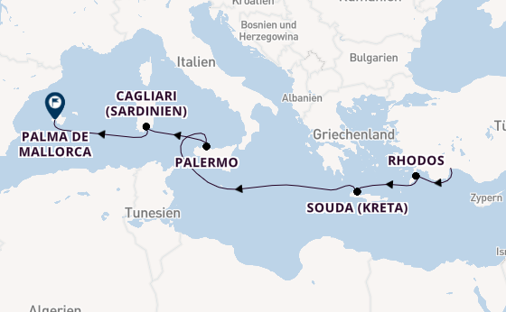 Mittelmeer ab Antalya, Türkei auf AIDAstella