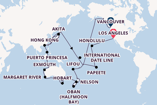 Transpacific from Los Angeles, California with the Seabourn Sojourn