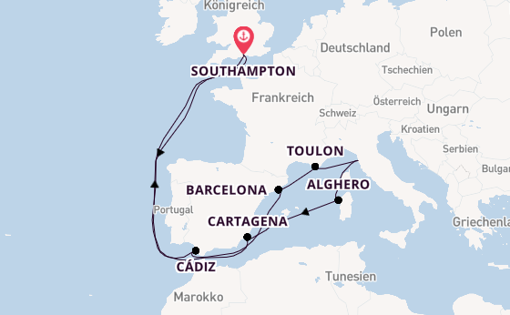 Westliches Mittelmeer ab Southampton, Großbritannien auf der Regal Princess