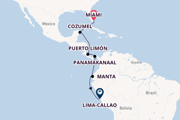 Midden-Amerika vanaf Miami, Verenigde Staten met de Silver Ray