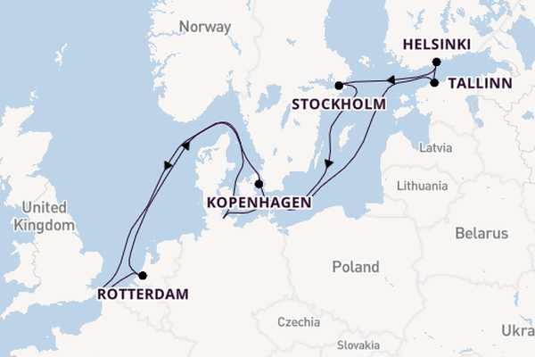 Engeland vanaf Londen/Dover, Groot-Brittannië met de Nieuw Statendam
