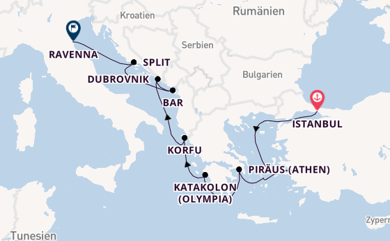 Östliches Mittelmeer ab Istanbul, Türkei auf der Norwegian Viva