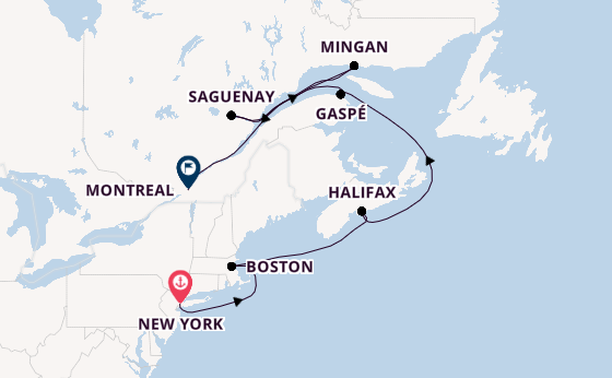 East Coast USA from New York, USA with the Viking Mars