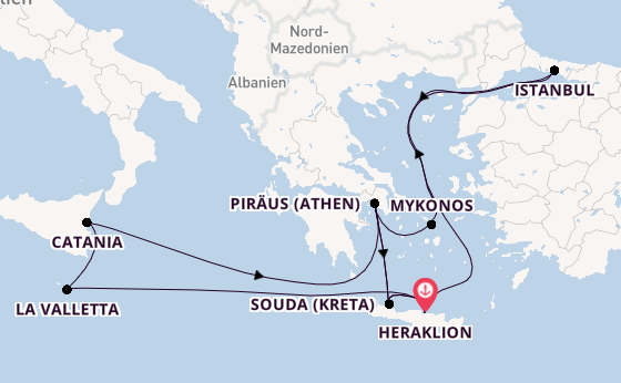 Mittelmeer ab Heraklion, Griechenland auf der Mein Schiff 5