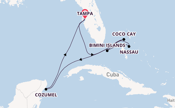 Caribbean from Tampa, Florida, USA with the Enchantment of the Seas