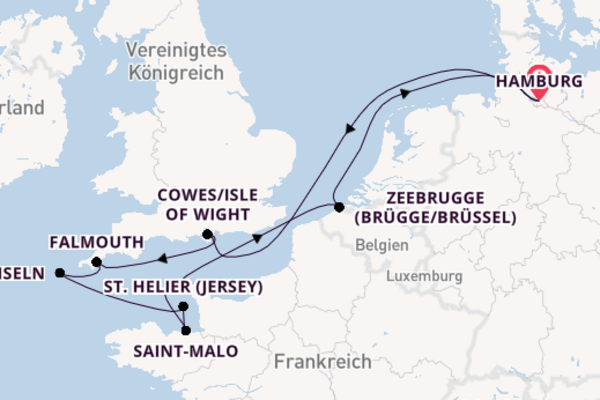 Vereinigtes Königreich ab Hamburg, Deutschland auf der MS Hamburg