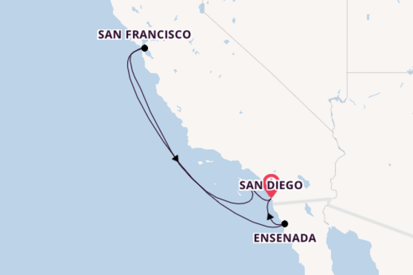 USA West Coast from San Diego, California, USA with the Koningsdam