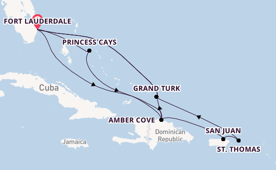 Caribbean vanaf Fort Lauderdale, Verenigde Staten met de Regal Princess