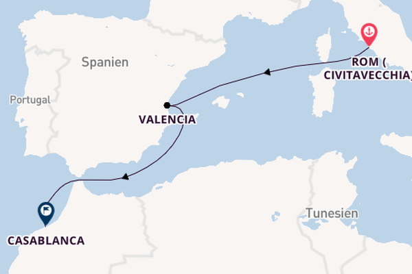 Westliches Mittelmeer ab Rom (Civitavecchia), Italien auf der EXPLORA II