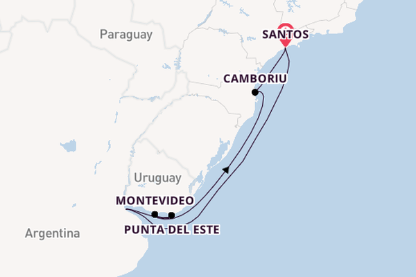 South America from Santos, Brazil with the MSC Preziosa