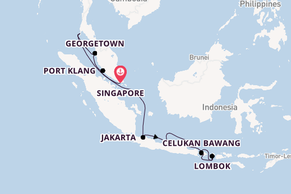 Zuidoost-Azië vanaf Singapore, Singapore met de Nautica