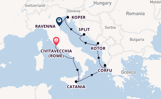 Middellandse Zee vanaf Civitavecchia (Rome), Italië met de Norwegian Sun