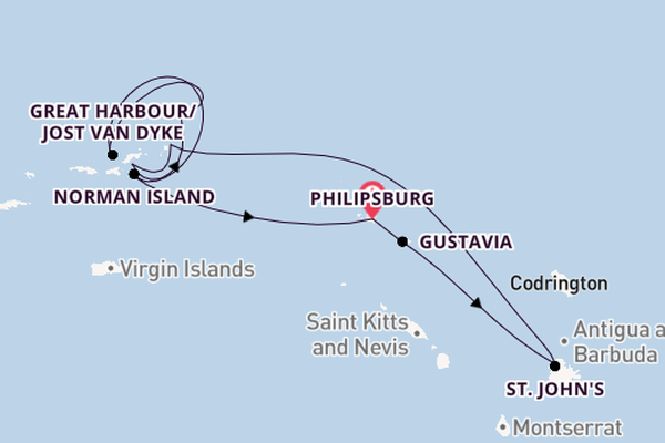 Oostelijke Caraïben vanaf Philipsburg, St. Maarten, Nederlandse Antillen met de Sea Cloud Spirit