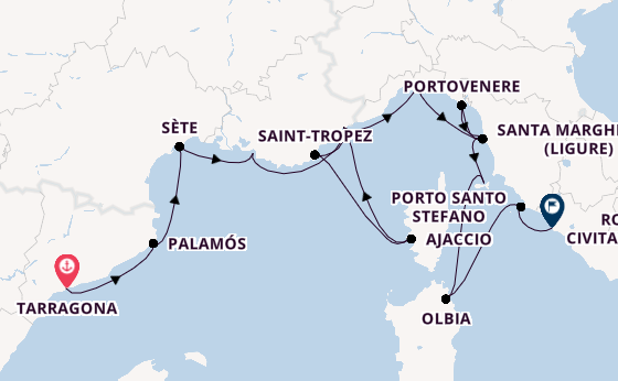 Western Mediterranean from Tarragona, Spain with the Azamara Quest