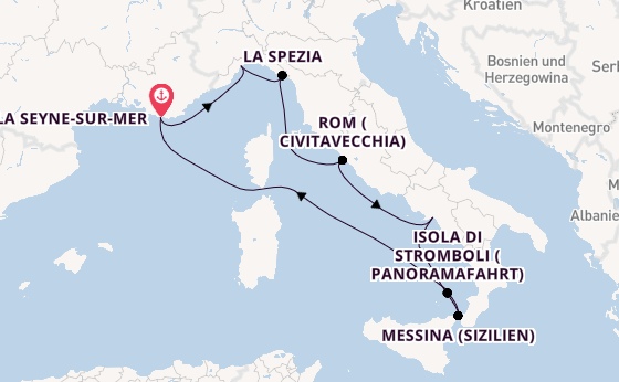 Westliches Mittelmeer ab La Seyne-sur-Mer, France auf der Costa Fascinosa