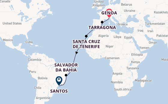 Transatlantic from Genoa, Italy with the MSC Divina