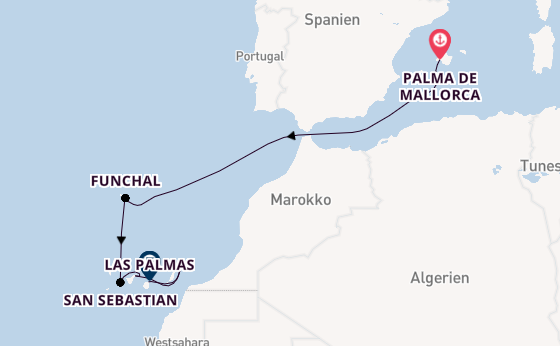 Kanarische Inseln ab Palma de Mallorca auf der Mein Schiff 7