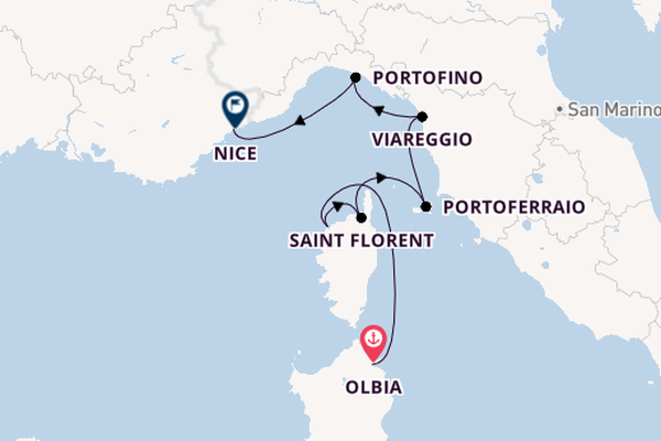 Westelijke Middellandse Zee vanaf Olbia, Italië met de Sea Cloud Spirit
