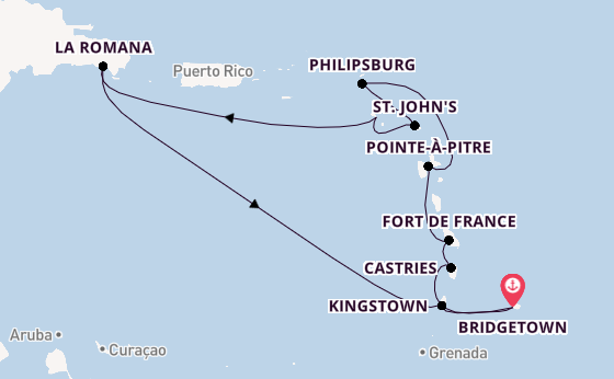 Südliche Karibik ab Bridgetown, Barbados auf der Mein Schiff 4