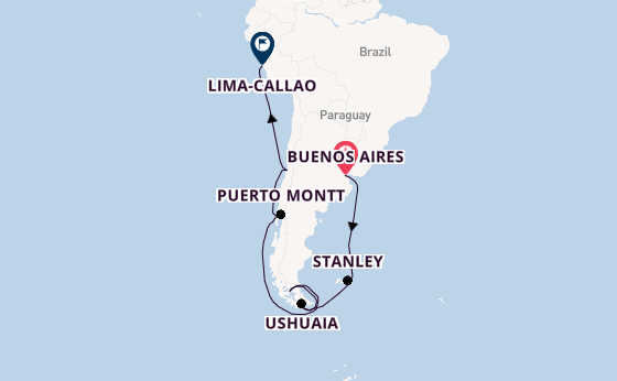 Zuid-Amerika vanaf Buenos Aires, Argentinië met de Seven Seas Mariner