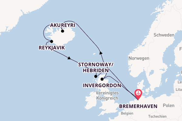 Schottland ab Bremerhaven, Deutschland auf der Mein Schiff 3