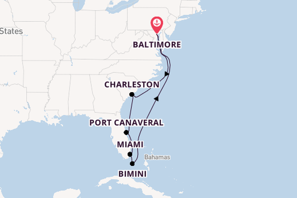 Amerikaanse Oostkust vanaf Baltimore, Verenigde Staten met de Vision of the Seas