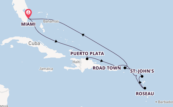 Caribbean vanaf Miami, Verenigde Staten met de Seven Seas Prestige