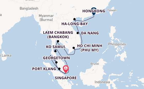 Zuidoost-Azië vanaf Singapore, Singapore met de Noordam