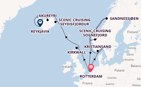 Noorwegen vanaf Rotterdam, Nederland met de Rotterdam
