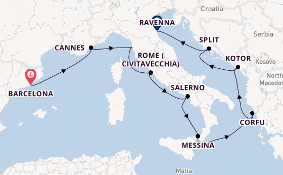 Mediterranean Sea from Barcelona, Spain with the Norwegian Viva