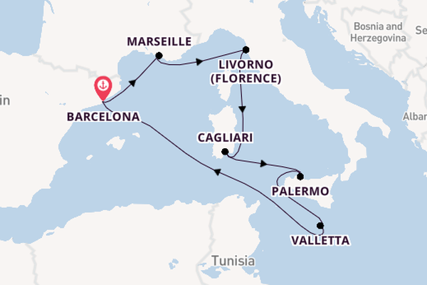 Western Mediterranean from Barcelona, Spain with the MSC Splendida
