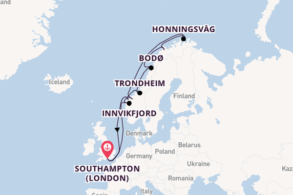 Norway from Southampton, England with the Queen Anne