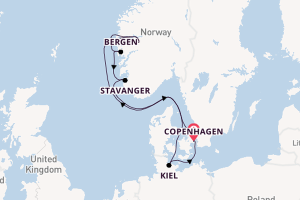 Norway from Copenhagen, Denmark with the Costa Diadema